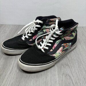 VANS Off the Wall Sk8-Hi Black Hawaiian Floral Flowers High Top Shoes M 5 W 6.5